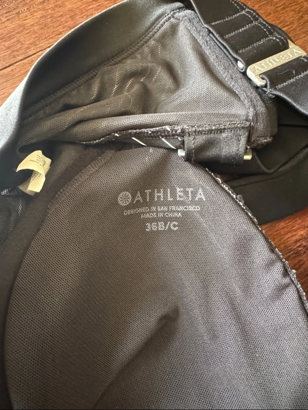 Athleta Black Striped Underwire Swim Top - Size 36B/C